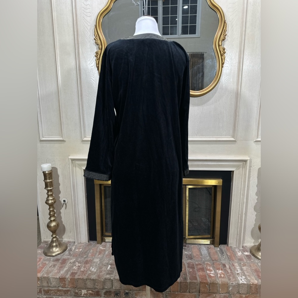 Jones New York Kaftan XL Black Velvet Gold Embroidered Winter Gothic Romantic - Picture 6 of 11